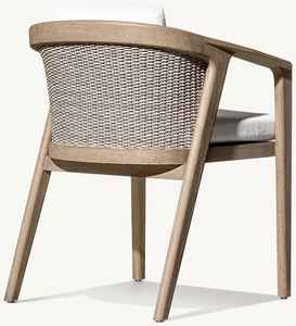 Chaise de salle à manger Direct Factory avec assise rembourrée, dossier en rotin et design moderne en bois élégant, idéale pour l'extérieur - Product Image 3