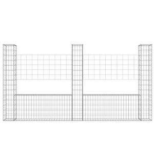 ตะกร้ากาเบียนรูปตัวยูพร้อมเสาเหล็ก 3 เสา ขนาด 102.4 นิ้ว x 7.9 นิ้ว x 59.1 นิ้ว สำหรับทำรั้ว โครงตาข่าย และประตู - Product Image 3