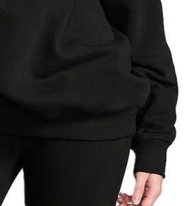 Sudadera Negra de Cuello Redondo para Mujer con Logotipos Personalizados, 100% Algodón, Talla Grande, Color Sólido, Transpirable, Manga Larga, Ropa de Invierno - Product Image 4