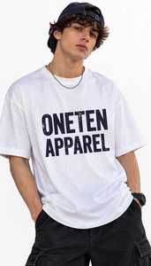 T-shirt blanc surdimensionné à manches courtes pour homme ONETEN APPAREL avec impression de lettres sur le devant, col rond décontracté, en coton tricoté respirant - Product Image 4