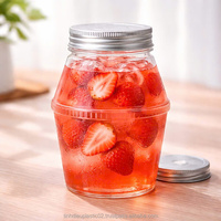 Bouteille de jus transparente en PET de 500 ml HT500-33 avec couvercle en aluminium anti-fuite pour boissons froides