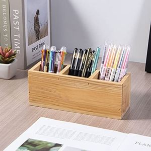 Portalápices de Madera para Estudiantes, Profesores y Artistas, Organizador de Escritorio de Madera Moderno, Organizador de Herramientas de Escritura Artesanal de Madera con P - Product Image 3
