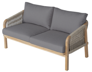 Juego de sofá de exterior de 2 plazas de madera de acacia de lujo | Reposabrazos de cuerda y cojines de carbón hechos en Vietnam | Perfecto para patios, hoteles - Product Image 1