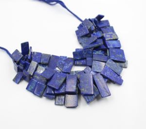 Collier en lapis-lazuli naturel, forme carrée lisse, perles en pierres précieuses de lapis-lazuli bleu naturel, longueur des perles : 16 pouces - Product Image 2