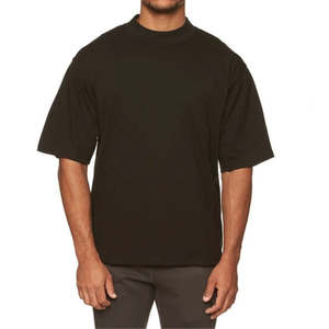 Camisas Negras con Botones para Hombre, Casuales, de Manga Corta, Cuello en V Profundo, Camiseta Informal Básica de Moda para Hombre, Corte Holgado - Product Image 1