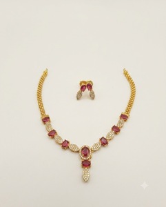 Parure de bijoux ethniques plaqués or avec collier ovale serti de pierres et boucles d'oreilles, style créateur, pour soirée, fournisseur - Product Image 6