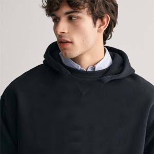 Sweat à capuche noir personnalisé épais en coton et polyester molletonné, fabrication OEM ODM, marque privée, streetwear, vente en gros en vrac - Product Image 4