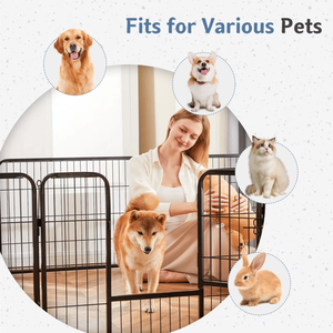 Recinto per Cani Pieghevole in Metallo a 8 Pannelli, 24 Pollici di Altezza, Recinzione Solida per Animali Domestici per Uso Interno ed Esterno, Materiale in Acciaio - Product Image 4