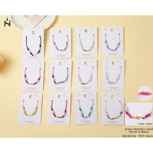 Bracciale Lightning PULSERA in Acciaio Inossidabile con Perle e Cristalli, Accessorio Moda con Perline - Product Image 1