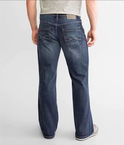 High Quality Custom Men's <b>Denim</b> Straight-leg Regular Fit Casual Breathable Light Wash Mid Waist Jeans - Product Image 2