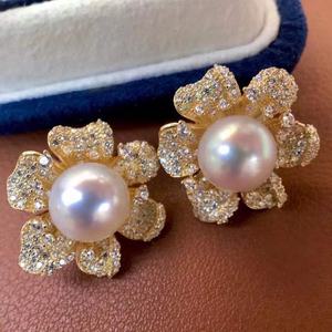 Pendientes de Plata de Ley 925 Chapados en Oro de 18k con Perlas Naturales de Estilo Versátil y Exquisito, Redondos de 12-11 mm, Casi Impecables - Product Image 2