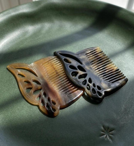 Butterfly <b>Comb</b> Handmade from Natural Buffalo Horn | <b>Wide</b> Tooth Pocket <b>Comb</b> | Gift for Her by HF Crafts - Product Image 3