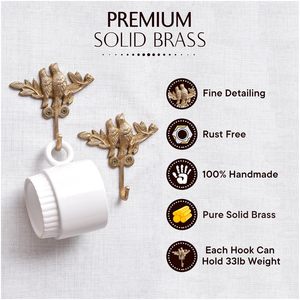 Decorative Gold Bird Coat <b>Hooks</b> for Kids Room Vintage Wall Mounted Key Towel Hanger Heavy Duty Entryway <b>Bathroom</b> <b>Hook</b> Rack - Product Image 6