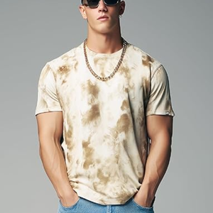 Camiseta de Cuello Redondo para Hombre, Ligera, de Manga Corta, con Estampado Moderno, Estilo Hipster, Tie Dye, Informal, para Usar en la Calle - Product Image 3
