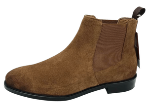 Dlords Men's Suede Chelsea <b>Boots</b> Ankle Round Toe Slip-On Brown Breathable PU Lining Comfort Rubber Outsole Autumn Style - Product Image 3