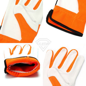 Gants de travail de sécurité orange, longueur poignet, en cuir, polyester et coton, respirants, style uni, pour jardinage en extérieur printemps-automne - Product Image 6