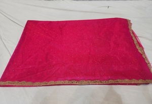 Sari en filet orné de pierres pour femme KV, modèle Supernet (rose) - Product Image 2