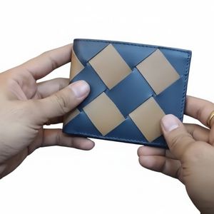 Portefeuilles en cuir pour hommes de qualité supérieure, bleu marine et beige, design élégant et fin à double pli avec plusieurs emplacements pour cartes et poches à monnaie - Product Image 4