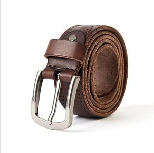 Ceinture en cuir de vachette couleur unie avec boucle ardillon rectangulaire argentée, ceinture habillée formelle pour homme, durable, moulée en une seule pièce - Product Image 2