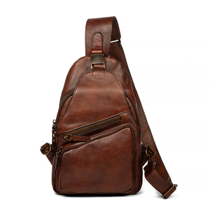 Bolso de Hombro de Cuero Genuino Hecho a Mano para Hombre, Estilo Vintage, con Cierre de Cremallera, Impermeable, Sensación Premium, Personalización al por Mayor - Product Image 1