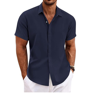 Men's Slim Casual Summer Long Sleeve <b>Button</b>-Up <b>Shirt</b> 100% Cotton Satin Fabric Large Size for Work - Product Image 3