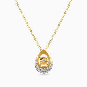 Collier pendentif en or jaune pour femme, forme goutte d'eau, diamant taille brillant rond, chaîne de luxe, pour usage quotidien - Product Image 1