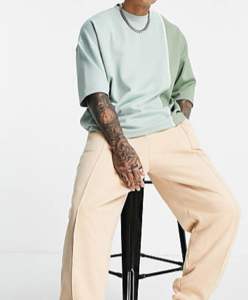 Wholesale High Quality Men's Cotton T <b>Shirt</b> Custom Logo Printed Two Tone Green T <b>Shirt</b> Oversize Men <b>Patchwork</b> Round Neck T-<b>shirt</b> - Product Image 4