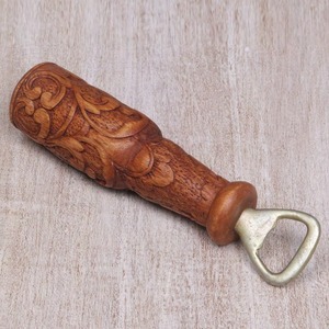 Wooden Floral Design <b>Engraved</b> Bottle Shape Bottle Opener Handmade Rustic Bar <b>Tool</b> For Kitchen Home Decor Unique Gift - Product Image 5