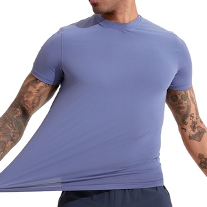 T-shirts de fitness pour hommes 100 % coton, coupe classique, en tissu tricoté, vêtements de sport, séchage rapide, écologiques, haute qualité, avec bordure contrastée - Product Image 1