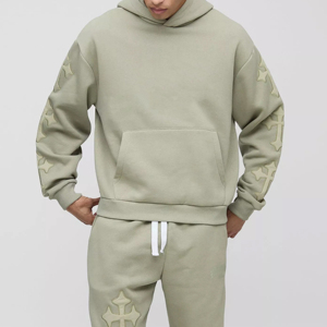 Conjunto de Sudadera con Capucha y Pantalones Deportivos de Felpa Gruesa con Logotipo Personalizado, Estilo Urbano, Transpirable, para Invierno - Product Image 3