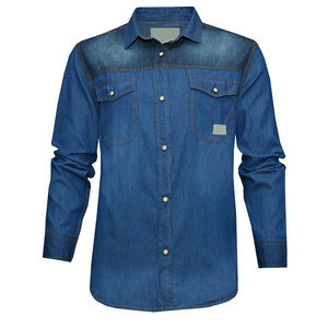 Chemise en jean oversize pour homme avec poche poitrine, 100 % coton, infroissable, séchage rapide, respirante, style décontracté streetwear, boutonnée, haute qualité - Product Image 1