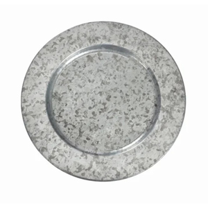 Plato de acero inoxidable plateado con borde con patrón de escamas en relieve para decoración de mesas de bodas y banquetes. - Product Image 2