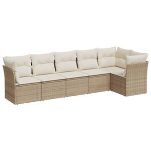 Conjunto de Sofás de Jardín de Poliratán Beige Resistente a los Rayos UV, Muebles de Jardín para Exteriores - Product Image 2