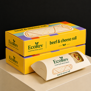 Eco-Friendly Biodegradable Pillow Shaped Catering Takeaway Packaging Box Shawarma Burrito Wrap Custom Takeout Disposable <b>Paper</b> - Product Image 4