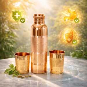 Pure Copper 500ml Leak-Proof <b>Water</b> <b>Bottle</b> Wholesale Handmade Metal with Lid Custom Logo Personalized Gift Cup for Customers - Product Image 4