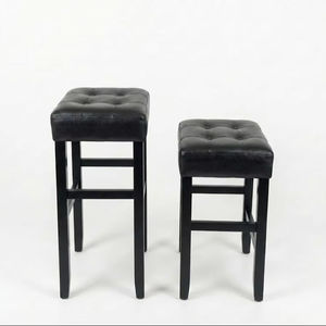 Ensemble de 2 tabourets de bar et de comptoir en cuir PU, ensemble de tabourets capitonnés en cuir PU, ensemble de tabourets rembourrés en PU avec structure en bois massif, hauteur bar et comptoir - Product Image 1