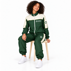 Unisex Green <b>White</b> Color Block Tracksuit Full <b>Zip</b> Jacket Pants Sporty Outdoor Activewear Breathable Windproof Eco-Friendly - Product Image 2