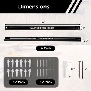6 Pack Black Magnetic Carbon Steel Tool Organizer Strips Clutter-Free Workspace for Efficient Tool Management - Product Image 5
