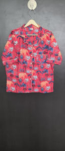 ชุดนอนผ้าฝ้ายลายพิมพ์ช้างสีสันสดใสขายดีปี 2026 ชุดนอนทำมือแบบยั่งยืน ระบายอากาศได้ดี แห้งเร็ว เหมาะสำหรับฤดูร้อน - Product Image 6