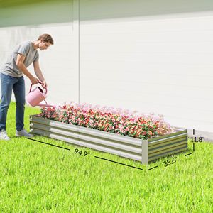 Fioriera Rialzata Zincata 36x12 Pollici per Coltivare Fiori, Erbe e Piante Grasse - Facile da Montare e Pulire - Argento - Product Image 3