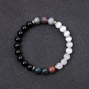 Bracelet en pierre naturelle perlée unisexe, tendance, géométrique, élastique, multicolore, bijoux, cadeau - Product Image 3