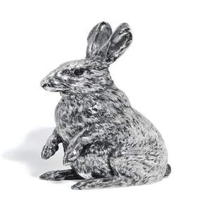 Statue de lapin en aluminium coulé artistique, charmante figurine de lapin, sculpture métallique de faune, décoration pour intérieurs élégants - Product Image 2