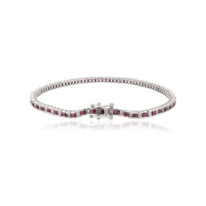 18K Gold <b>Ruby</b> and Diamond Fashion Tennis <b>Bracelet</b> - Product Image 4