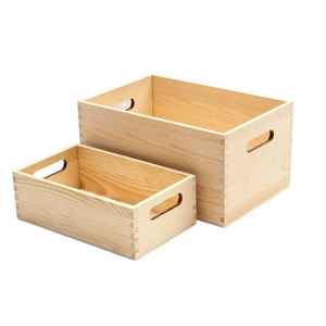 Set of <b>Small</b> Square Wooden <b>Boxes</b> Light Natural Finish Handcrafted Open Top Containers for Storage DIY Crafts Jewelry Keepsakes - Product Image 4