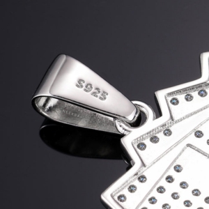 Pendentif Lucky Ace Of Spades - Pendentif en argent 925 avec diamant Moissanite, pendentif luxueux serti de pierres, pendentif Hip Hop artisanal brillant - Product Image 5