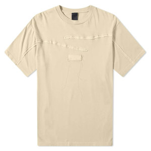 เสื้อยืดคอตตอนสีเบจทรงโอเวอร์ไซส์สำหรับผู้ชาย แขนสั้น คอกลม ดีไซน์มินิมอล แต่งลายปัก ความยาวปกติ ผ้าเจอร์ซีย์ - Product Image 1