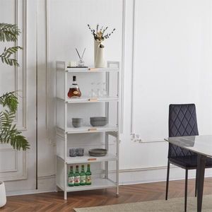 Mobiletto da Cucina Multifunzionale a 5 Ripiani con Porta, Porta Pane e Porta Microonde, Organizzatore per Dispensa - Product Image 5