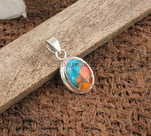 จี้ห้อยคอรูปสี่เหลี่ยมผืนผ้าประดับด้วยหอยมุกหนามธรรมชาติสีเขียวขุ่นทองแดงโบราณ พร้อมตัวเรือนเงินแท้ 925 สไตล์โบฮีเมียน ขายส่ง - Product Image 5