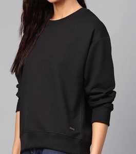 Women <b>Black</b> Crew Neck <b>Long</b> <b>Sleeve</b> T Shirt Regular Fit Plain Cotton Breathable Quick Dry Anti-UV Summer Casual <b>Top</b> - Product Image 3
