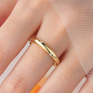 14K Gold Plated 925 Sterling Silver Moissanite <b>Dome</b> Burnish Wedding Band <b>Ring</b> for Women Gift Party - Product Image 6
